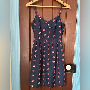 J. Crew Navy Dress with Watermelon Print